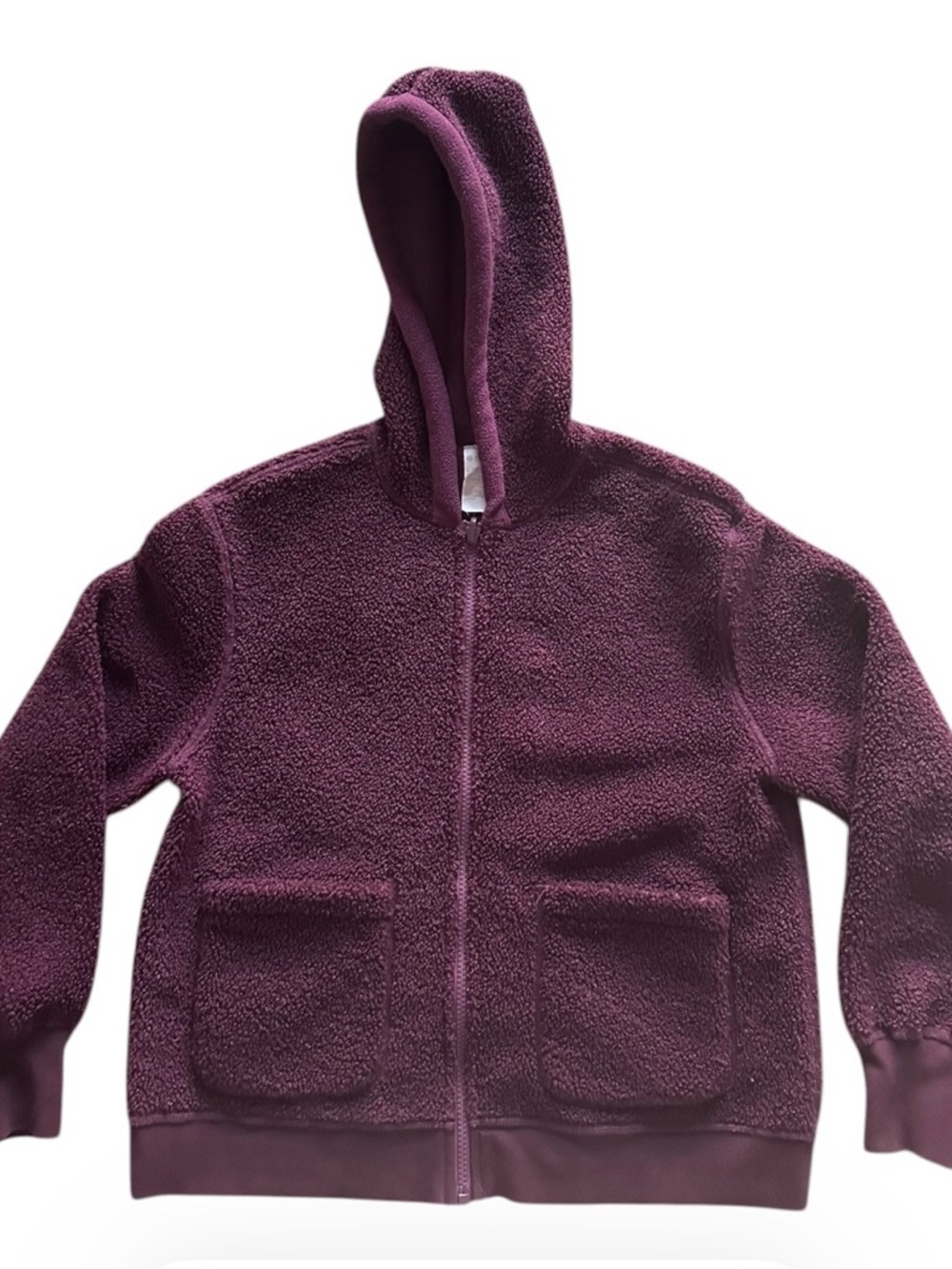 Zella Girl Kids Plush Hooded Zip Reversible Jacket - Plum